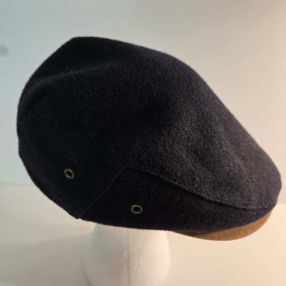 Vintage London Fog Black Newsboy Cap / Cabbie Hat Wool Blend Size Med Made USA - Picture 3 of 6